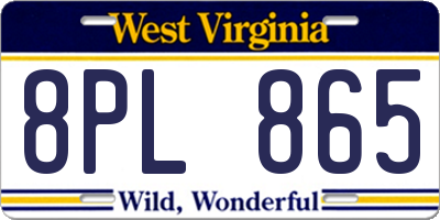 WV license plate 8PL865