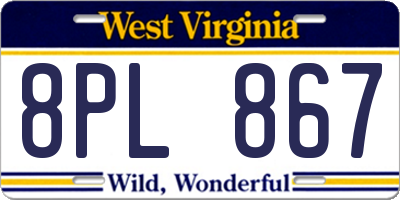 WV license plate 8PL867