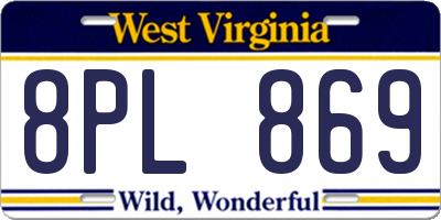 WV license plate 8PL869