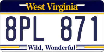 WV license plate 8PL871