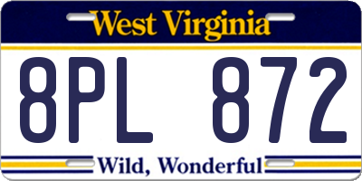 WV license plate 8PL872