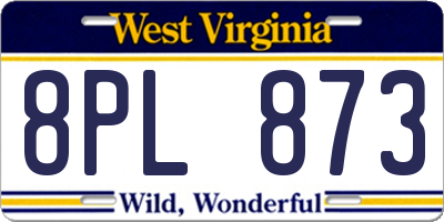 WV license plate 8PL873