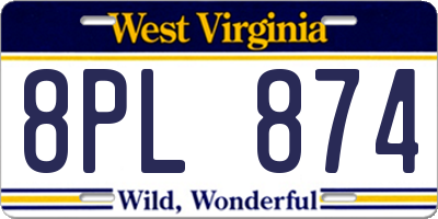 WV license plate 8PL874