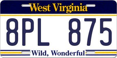 WV license plate 8PL875
