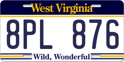 WV license plate 8PL876