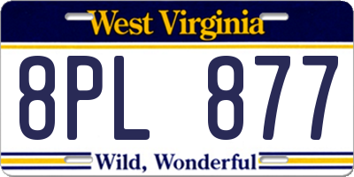 WV license plate 8PL877