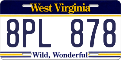 WV license plate 8PL878
