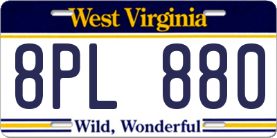 WV license plate 8PL880