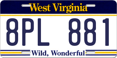 WV license plate 8PL881