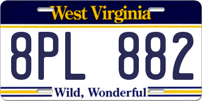 WV license plate 8PL882