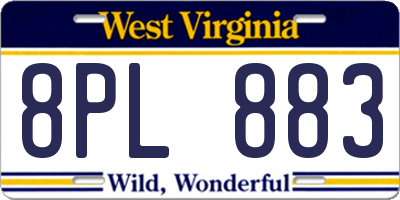 WV license plate 8PL883