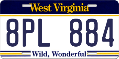 WV license plate 8PL884
