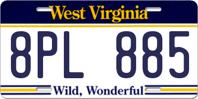 WV license plate 8PL885