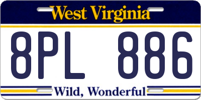 WV license plate 8PL886