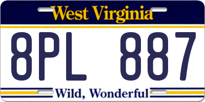 WV license plate 8PL887