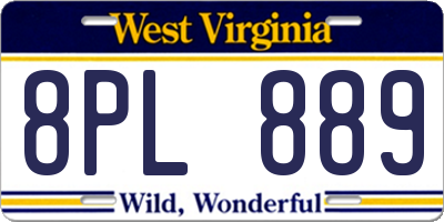 WV license plate 8PL889