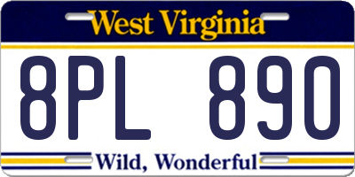 WV license plate 8PL890