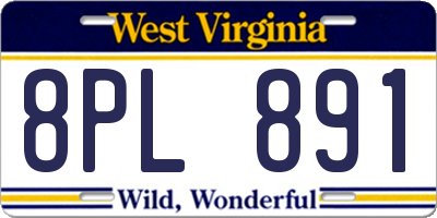 WV license plate 8PL891