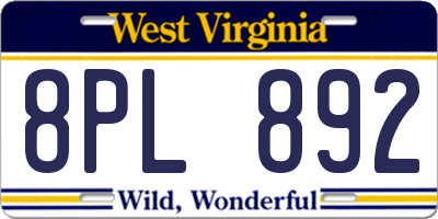 WV license plate 8PL892