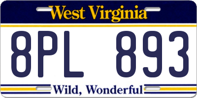 WV license plate 8PL893