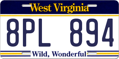 WV license plate 8PL894