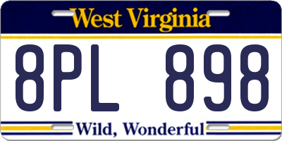 WV license plate 8PL898