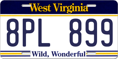 WV license plate 8PL899