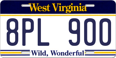 WV license plate 8PL900
