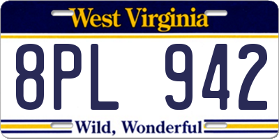 WV license plate 8PL942