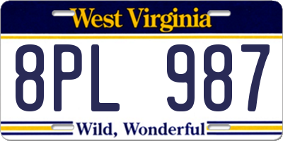 WV license plate 8PL987