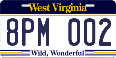 WV license plate 8PM002