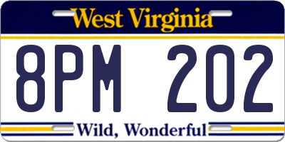 WV license plate 8PM202