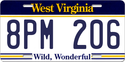 WV license plate 8PM206