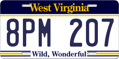 WV license plate 8PM207