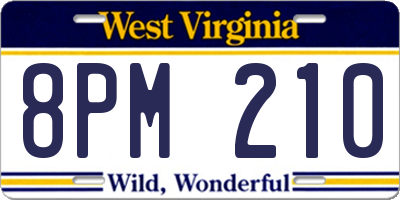 WV license plate 8PM210