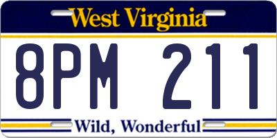 WV license plate 8PM211