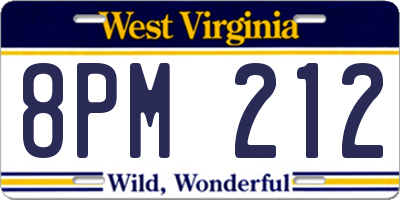 WV license plate 8PM212