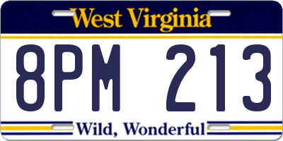 WV license plate 8PM213