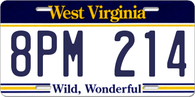 WV license plate 8PM214