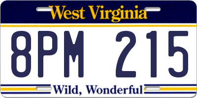 WV license plate 8PM215