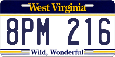 WV license plate 8PM216
