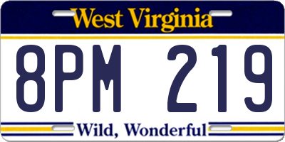 WV license plate 8PM219