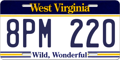 WV license plate 8PM220