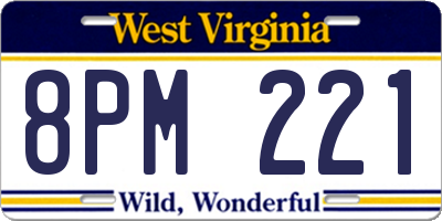 WV license plate 8PM221