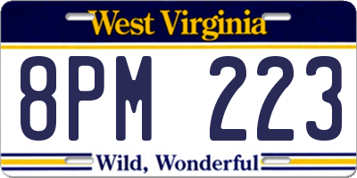 WV license plate 8PM223