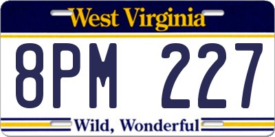 WV license plate 8PM227