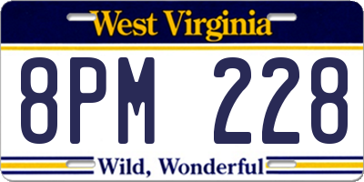 WV license plate 8PM228