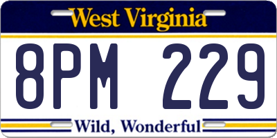 WV license plate 8PM229