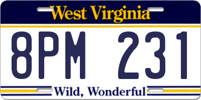 WV license plate 8PM231