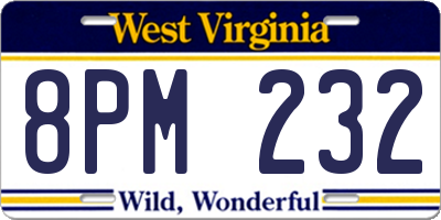 WV license plate 8PM232